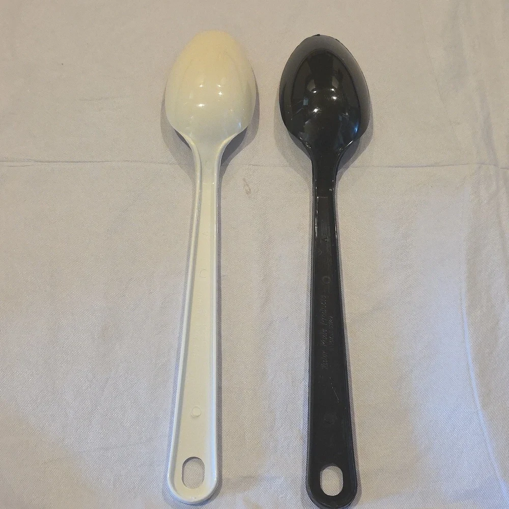 Taylor Made‎ Vintage Plastic Cooking Serving Spoons Black White Set of 2
